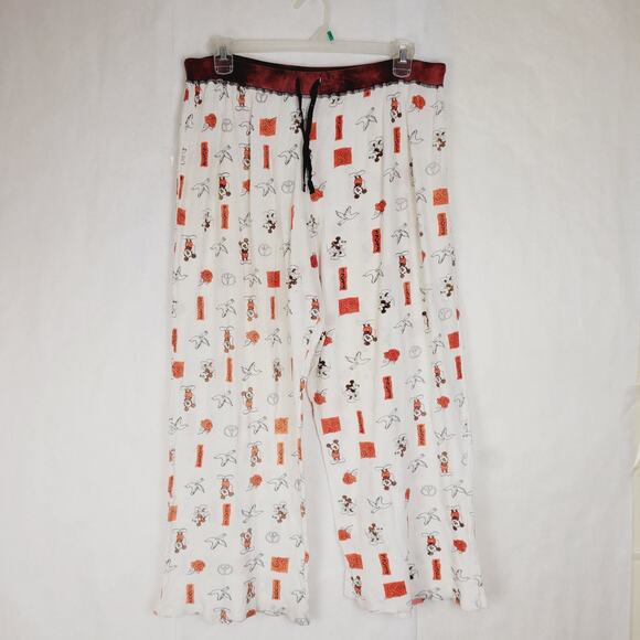 The Wonderful World Of Disney cream Mickey peace print waffle knit pajama pants - Picture 1 of 7
